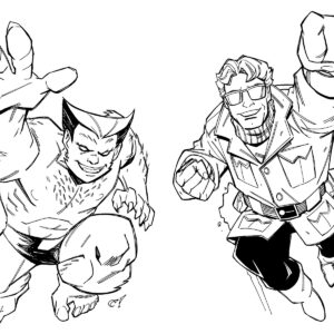 BEAST and WONDERMAN sketches (pair)