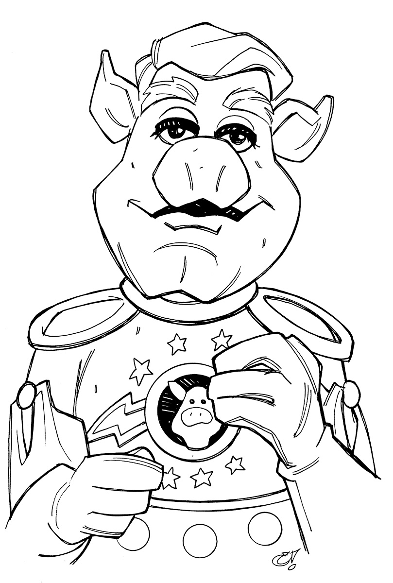 muppets-pigsinspace-linkhogthrob-bw